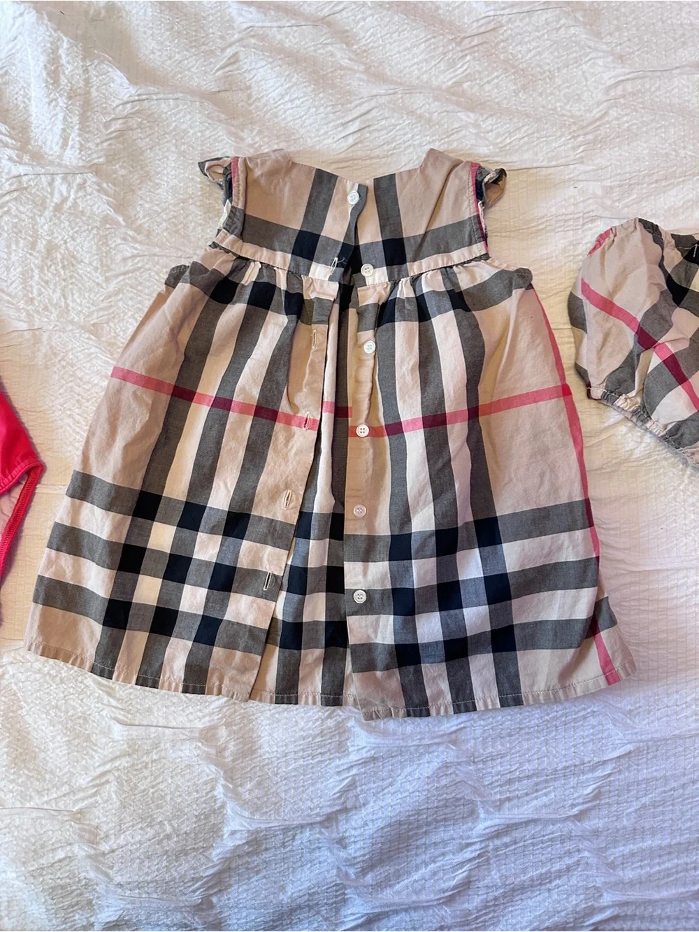 Burberry Hot Pink Swimsuit and Signature Beige Plaid Dress Set bundle